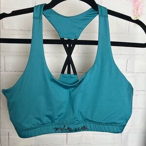 Virus Teal Strappy Racerback Sports Bra